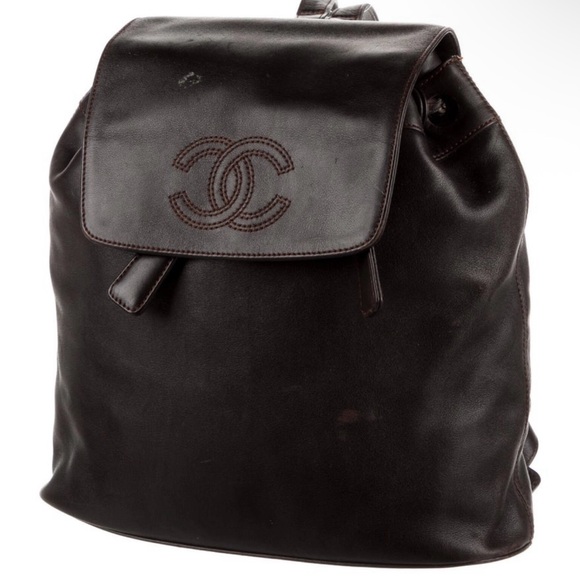 CHANEL Dark Brown Leather Men's Bag